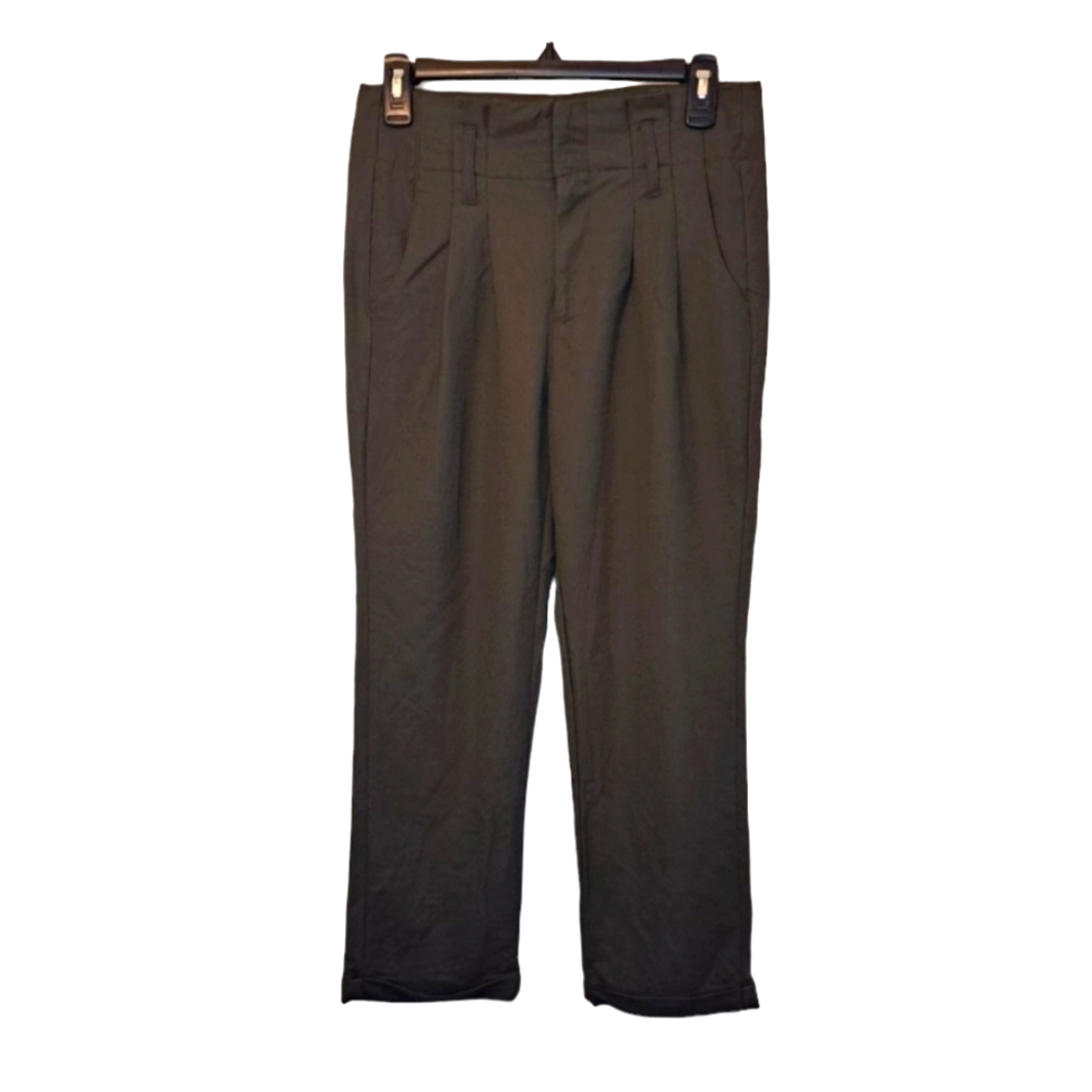 Indigo Rein Olive Green Soft Pleated Crops Office Size 5/26
